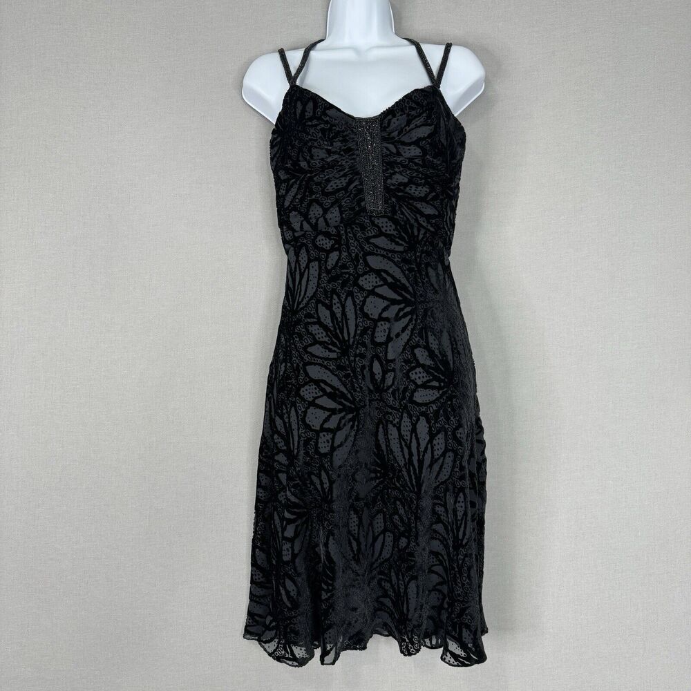 Vintage Badgley Mischka Womens Dress 2 Black Velvet Burnout Whimsigoth Fairy Y2K